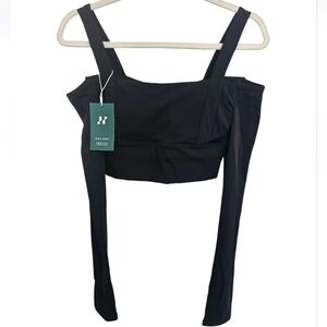 Halara off the shoulder black long sleeve crop top